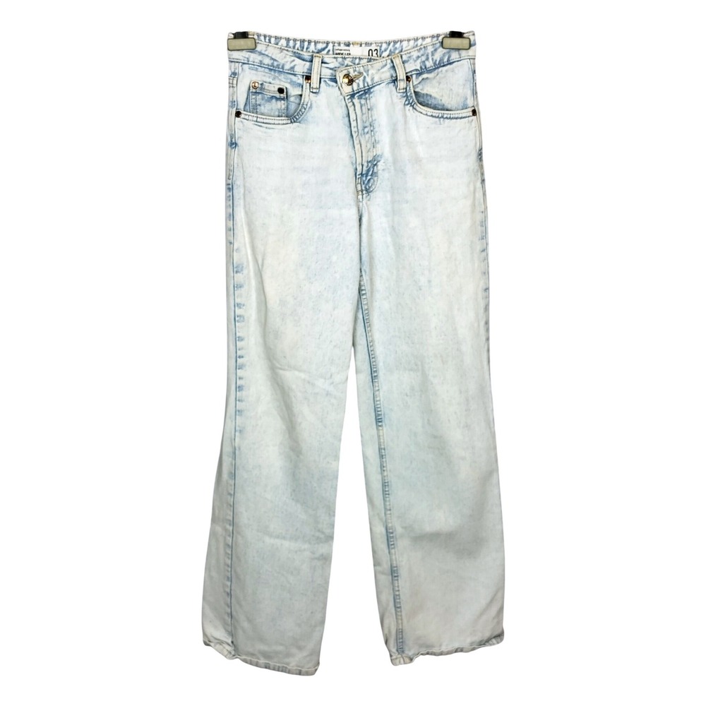 Refuge High Rise Acid Wash‎ Jeans Wide Leg Size 8 Denim 16-1174